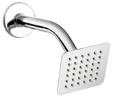 SS Trident Square 4 Inches Shower Head with Arm & Wall Flange - Marcoware
