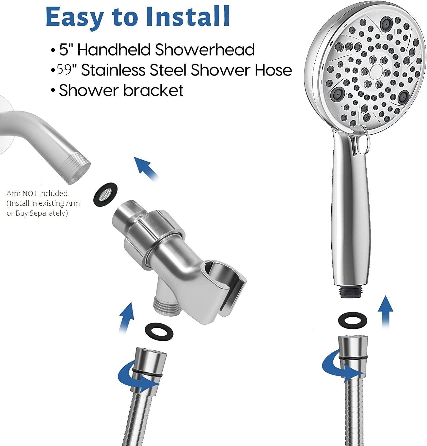 8 Mode Hand shower With Hose & Overhead Shower Adapter