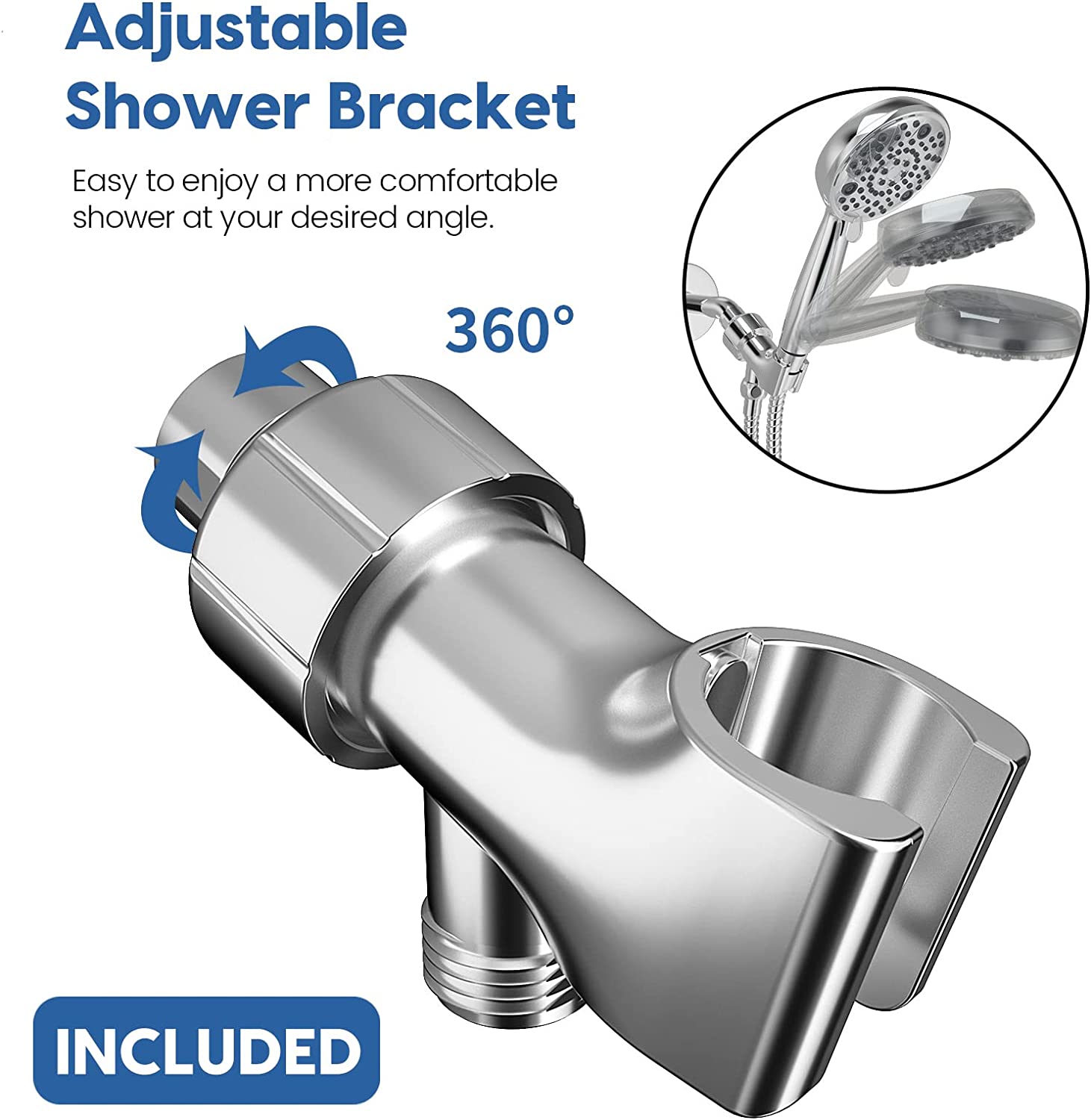 8 Mode Hand shower With Hose & Overhead Shower Adapter, Rain, Mist & Massage Multiple Functions
