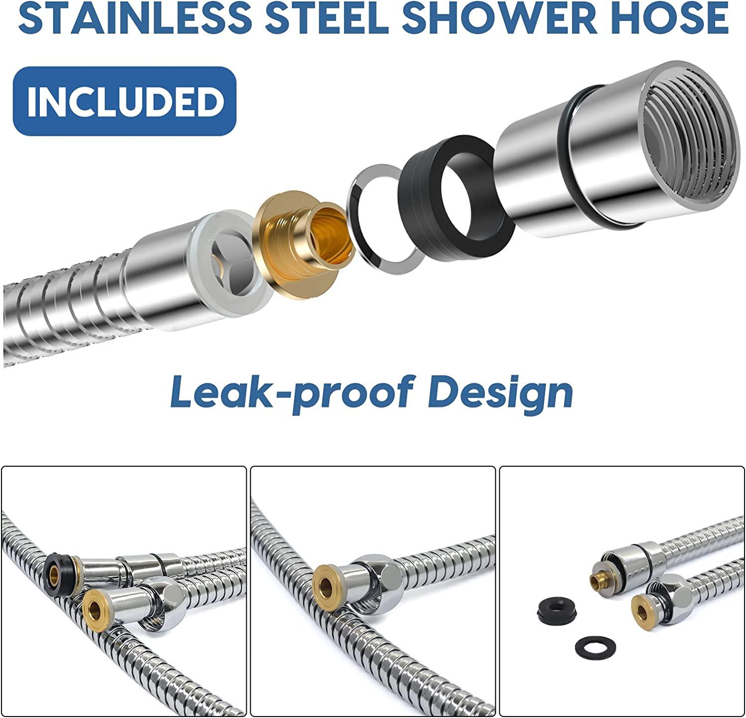 8 Mode Hand shower With Hose & Overhead Shower Adapter