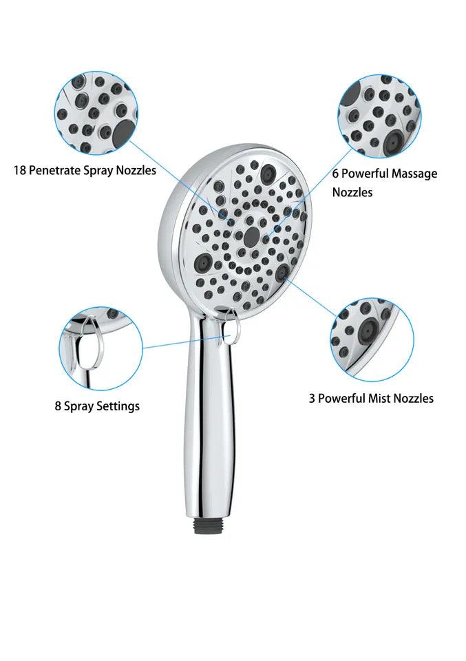 8 Mode Hand shower With Hose & Overhead Shower Adapter