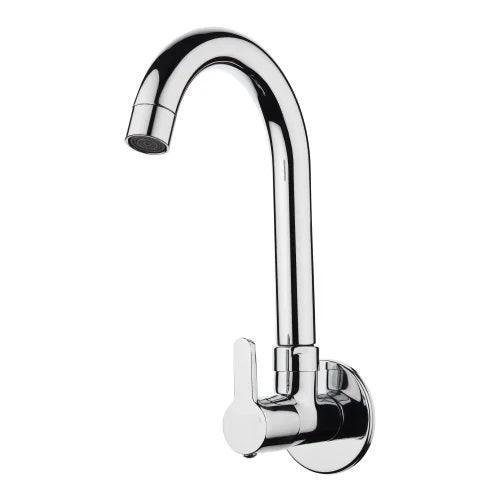Fuzo Sink Cock  with Wall Flange, Chrome, Polished Finish