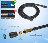 Multi function Hand Shower with Mist, Power Massage & Rain Functions with Hose & Wall Hook, Black - Marcoware