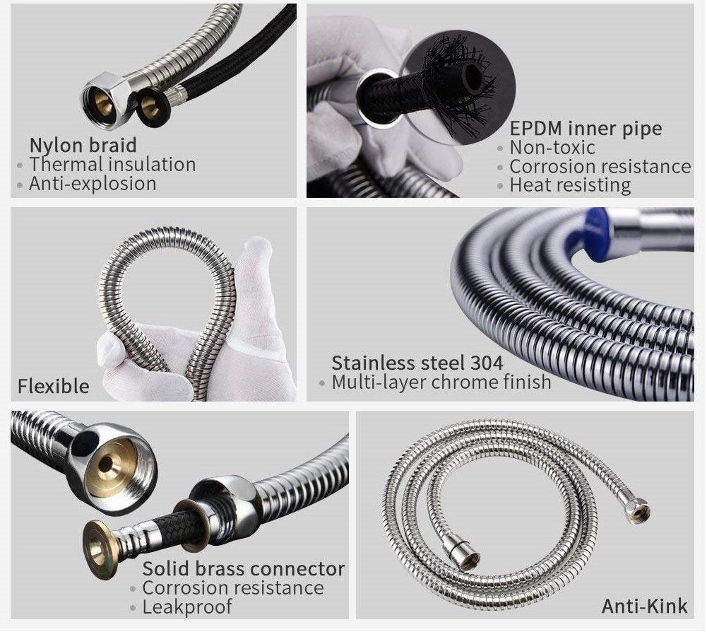 Stainless Steel Heavy Duty Health Faucet with Hose & Wall Mount Hook - Marcoware