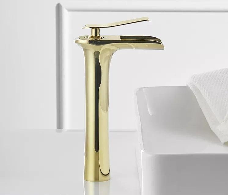 Waterfall Design Single Lever Basin Mixer with Hot & Cold Pipes - Marcoware