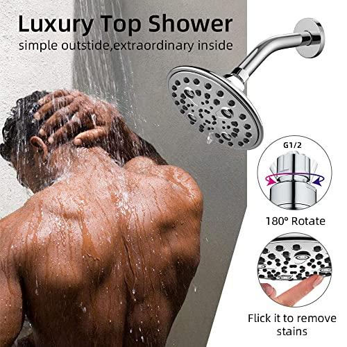 6 Inches Spa grade shower head (WITHOUT ARM), Multi-6 Mode with Mist, Massage, Rain, Chrome, Polished Finish - Marcoware