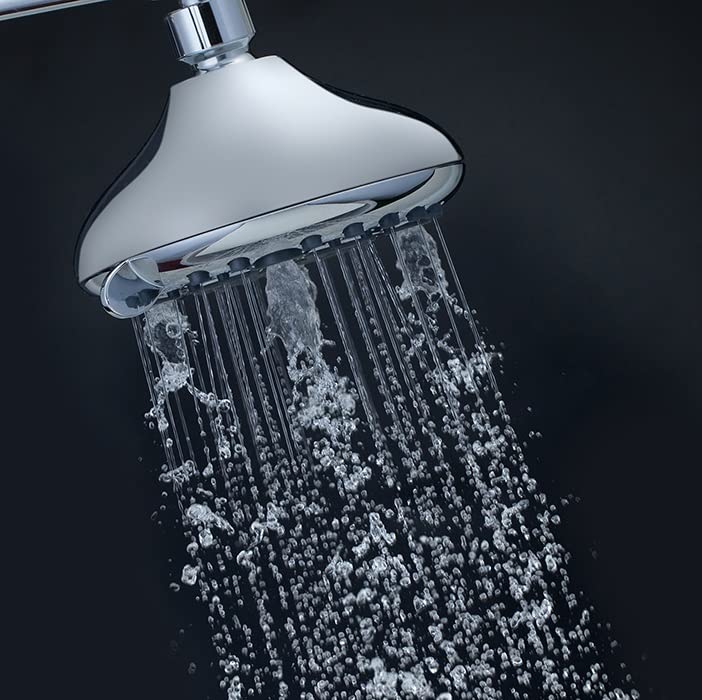 ABS 5 Inches Bathroom overhead Shower Head WITHOUT arm, Multifunction Rain Shower with Mist, Massage & Power Jet, Chrome, Polished Finish - Marcoware