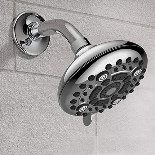 ABS 5 Inches Bathroom overhead Shower Head WITHOUT arm, Multifunction Rain Shower with Mist, Massage & Power Jet, Chrome, Polished Finish - Marcoware