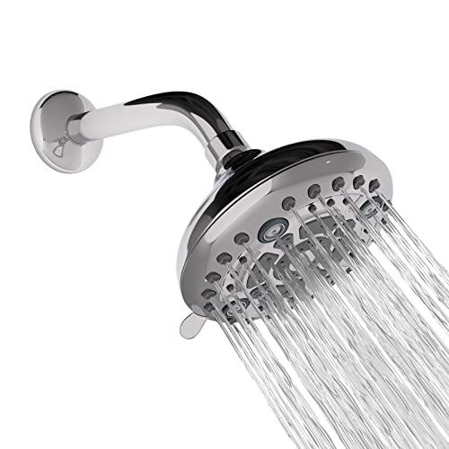 ABS 5 Inches Bathroom overhead Shower Head WITHOUT arm, Multifunction Rain Shower with Mist, Massage & Power Jet, Chrome, Polished Finish - Marcoware