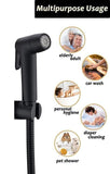 ABS Dual Flow Health Faucet with Hose & Hook, Black - Marcoware