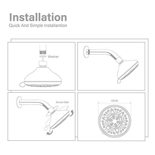 ABS Ivy Shower Head 4 Inches Six Mode ,without Arm, Chrome, Polished Finish - Marcoware