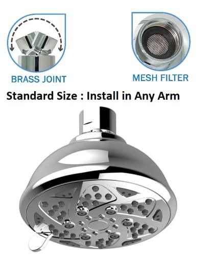 ABS Ivy Shower Head 4 Inches Six Mode ,without Arm, Chrome, Polished Finish - Marcoware