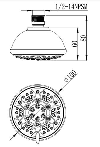 ABS Ivy Shower Head 4 Inches Six Mode ,without Arm, Chrome, Polished Finish - Marcoware