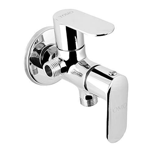 Brass Deco 2 Way Angle Valve with Wall Flange, Chrome, Polished Finish - Marcoware