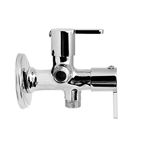 Brass Fusion 2 Way Angle Valve with Wall Flange, Chrome, Polished Finish - Marcoware
