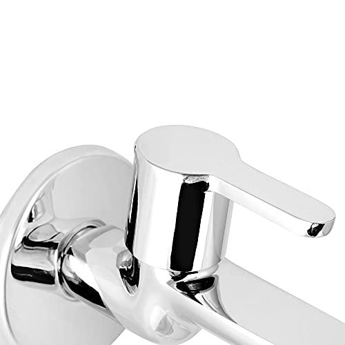 Brass Fusion Long Nose Faucet tap with Wall Flange, Chrome, Polished Finish - Marcoware