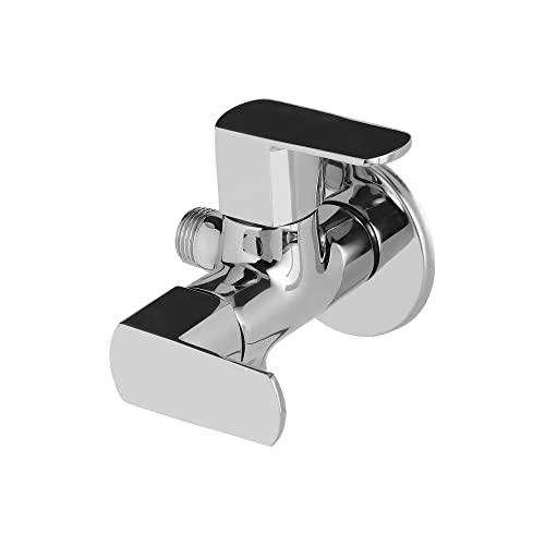 Brass Kubix 2 Way (2 Outlet) Angle valve with wall flange, Chrome, Polished Finish - Marcoware
