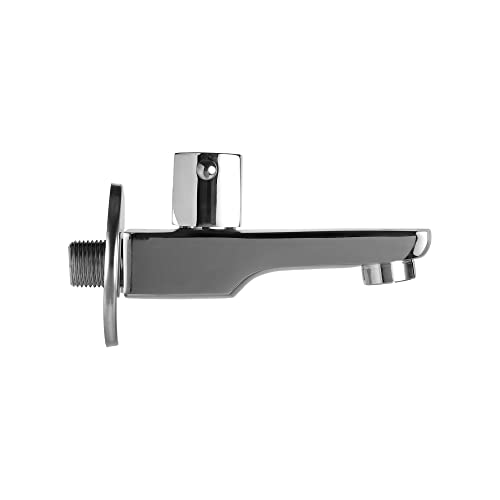 Brass Kubix Long Body Tap with wall flange, Chrome, Polished Finish - Marcoware
