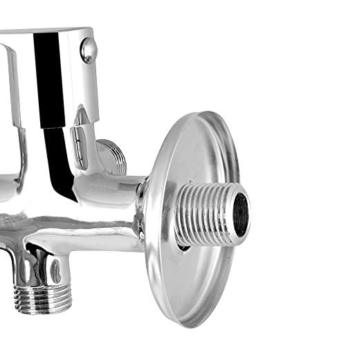 Brass Leaf 2 Way Angle Valve with Wall Flange, Chrome, Polished Finish - Marcoware