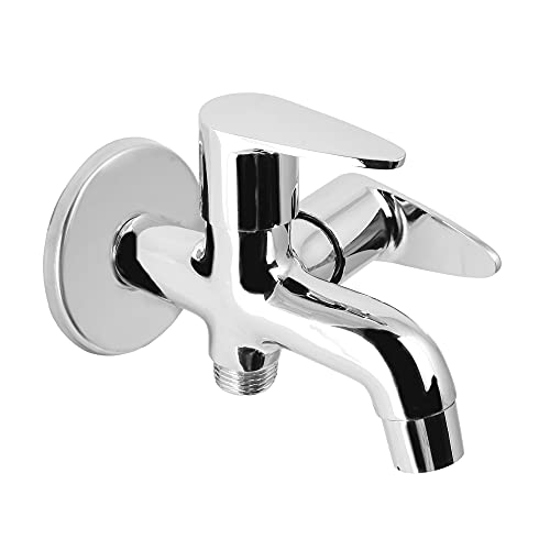 Brass Leaf 2 Way Long Nose Tap Faucet, Chrome, Polished Finish - Marcoware