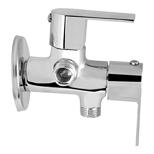 Brass Recto 2 Way Angle Valve with Wall Flange, Chrome, Polished Finish - Marcoware