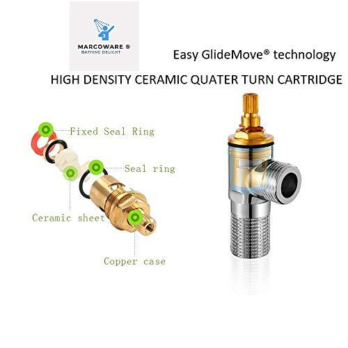 Brass Recto 2 Way Angle Valve with Wall Flange, Chrome, Polished Finish - Marcoware