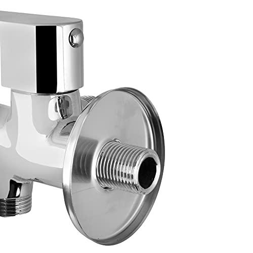 Brass Recto 2 Way Angle Valve with Wall Flange, Chrome, Polished Finish - Marcoware