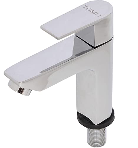 Brass Recto Pillar Cock Wash Basin Tap / Bathroom Water tap Faucet with Ultra Soft / Foam Flow Aeartor, Chrome, Polished Finish - Marcoware