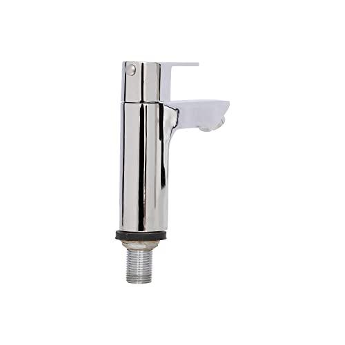 Brass Recto Pillar Cock Wash Basin Tap / Bathroom Water tap Faucet with Ultra Soft / Foam Flow Aeartor, Chrome, Polished Finish - Marcoware