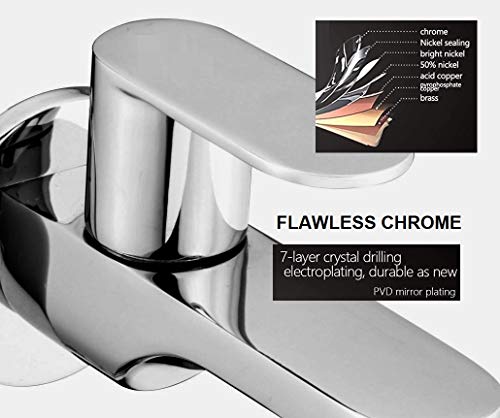 Deco Long Nose bib Cock tap with Wall Flange (Chrome) - Marcoware