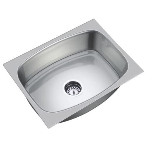 Glossy Finish Single Bowl Kitchen Sink, Stainless Steel - Marcoware