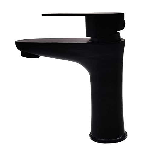 Heavy Duty Stainless Steel Single Lever Basin Mixer Faucet with Provision for Hot and Cold Water, Black Finish - Marcoware
