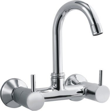 Java Sink Mixer with Wall Flange, Chrome, Polished Finish - Marcoware
