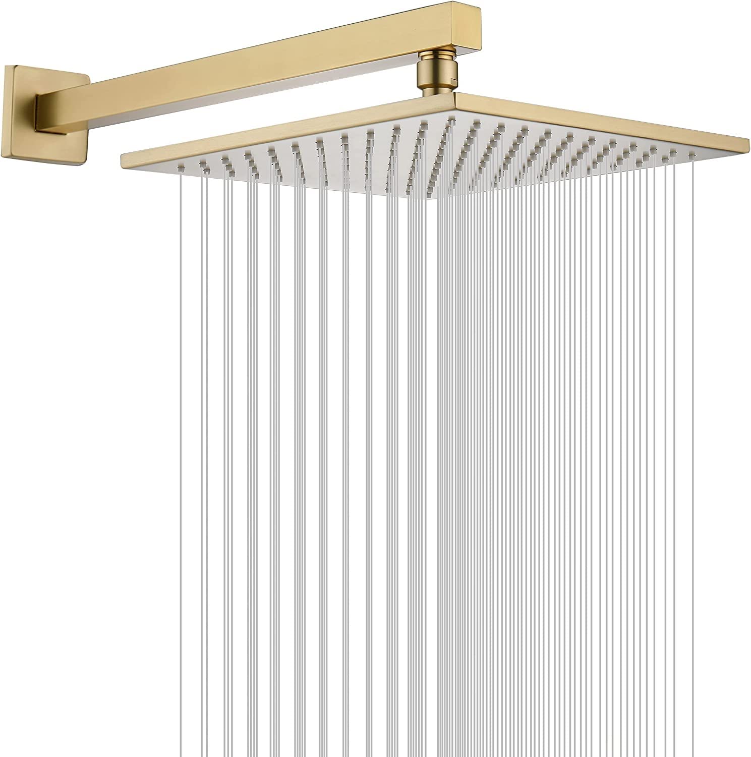 Marcoware SS Breezo Heavy Duty Bathroom Overhead Shower Head, 8 Inches, Gold, Polished Finish - Marcoware