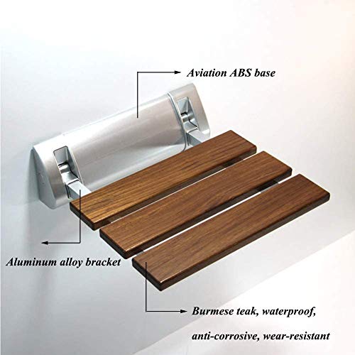 Multi-purpose Foldable Wall Mounted Shower / Steam Room / Shoe Wearing Chair bench Burmese Teak - Marcoware