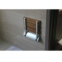 Multi-purpose Foldable Wall Mounted Shower / Steam Room / Shoe Wearing Chair bench Burmese Teak - Marcoware