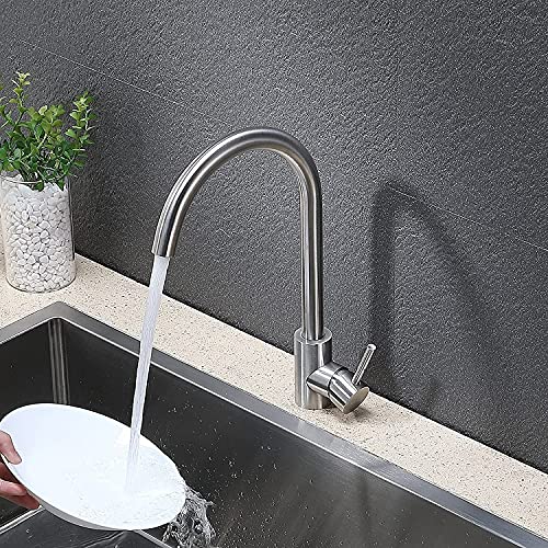 Rico Kitchen Faucet Mixer Table Mount (Brushed Steel) - Marcoware
