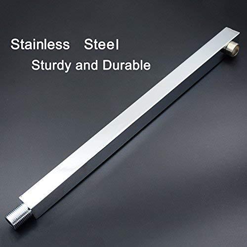 Square Shower arm with Wall Flange, Hybrid: Stainless Steel with Brass Couplings - Marcoware