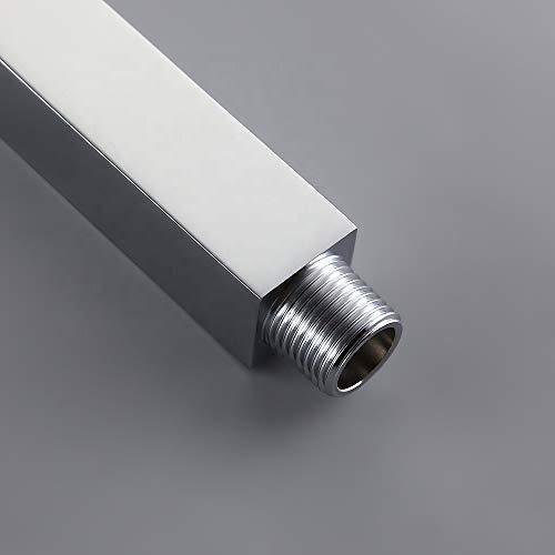 Square Shower arm with Wall Flange, Hybrid: Stainless Steel with Brass Couplings - Marcoware