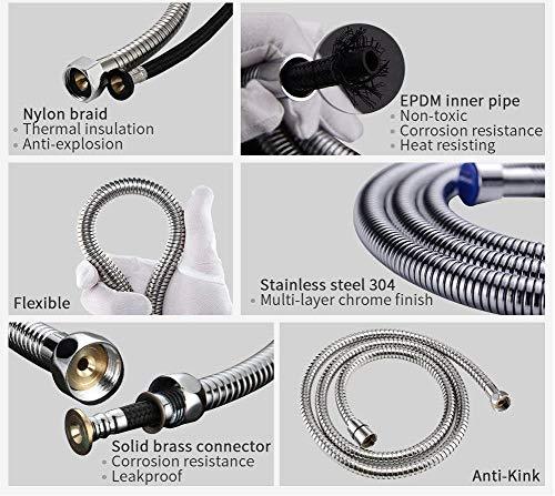 Stainless Steel 304 Heavy Duty Shower Hose 1 Meter, Chrome - Marcoware