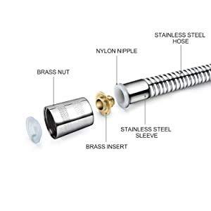 Stainless Steel 304 Heavy Duty Shower Hose 1 Meter, Chrome - Marcoware